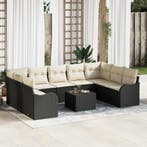 vidaXL Tuin Sofa Set 10 pcs Zwart poly rattan, Verzenden, Nieuw, Rotan
