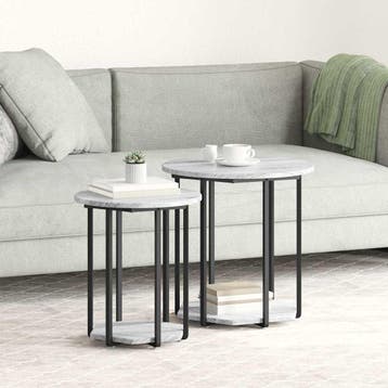 vidaXL Bijzettafelset 2 st Grijs 50 x 50 x 50,5 cm, Huis en Inrichting, Tafels | Bijzettafels, Verzenden, Nieuw