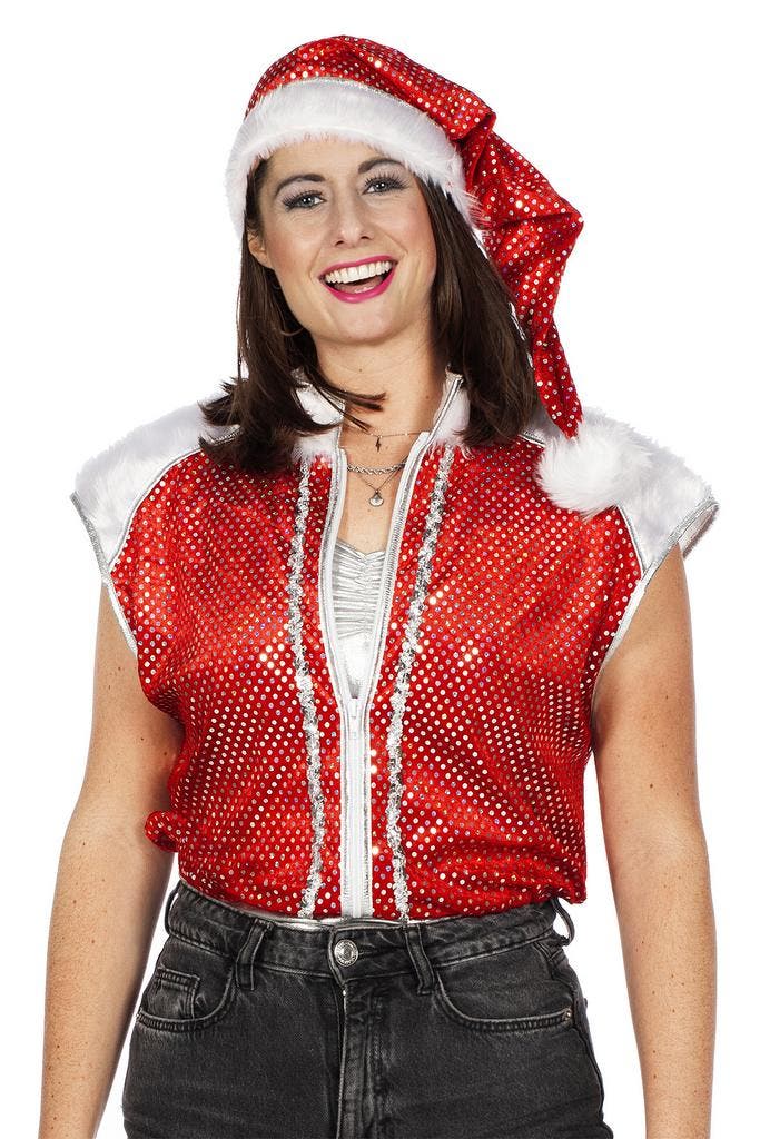 Kerst Glitter Jasje en Muts Dames, Kleding | Dames, Carnavalskleding en Feestkleding, Nieuw, Ophalen of Verzenden