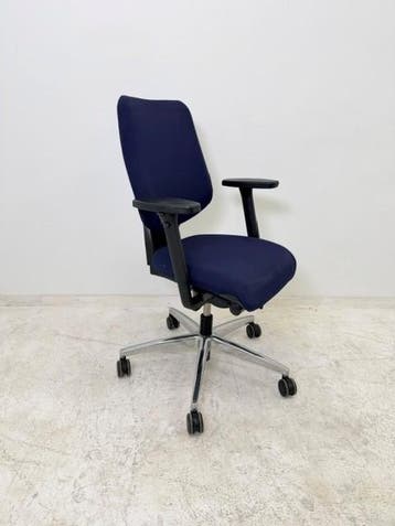Giroflex 545-8529 bureaustoel marineblauw stof 3D armleuning, Receptie of Entree, Ophalen of Verzenden, Gebruikt, Stoel