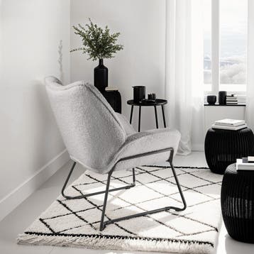 Fauteuil Kjeld bouclé, gestoffeerd, 120kg draagkracht, Verzenden, Nieuw