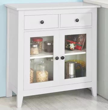 Wit Dressoir met Lades en Glazen Deuren – 80 cm Kast, Verzenden, Nieuw