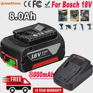 Bosch 18V 8.0Ah Li-ion Accu - Krachtige Vervanging voor GBA,, Verzenden, Nieuw
