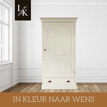 Kledingkast massief hout 1-deurs – wit – maatwerk mogelijk, Nieuw, Grenenhout, Landelijk, klassiek, robuust, Scandinavisch, massief, hout