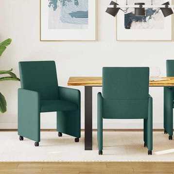 vidaXL Eetkamerstoelen met Wieltjes 2 pcs Donkergroen 57 x, Huis en Inrichting, Stoelen, Verzenden, Nieuw