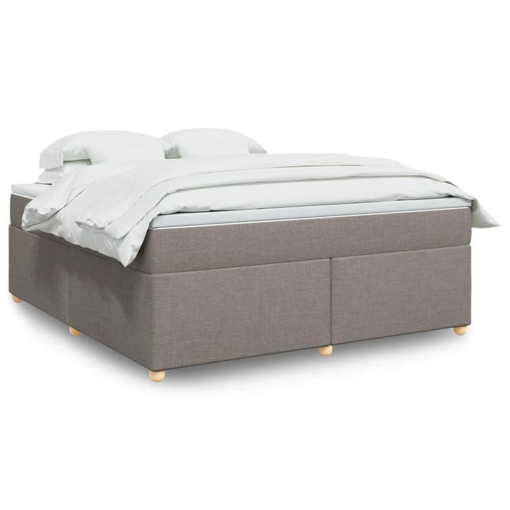 vidaXL Boxspring met matras stof taupe 180x200 cm, Huis en Inrichting, Slaapkamer | Bedden, 80 cm, 200 cm, Eenpersoons, Nieuw