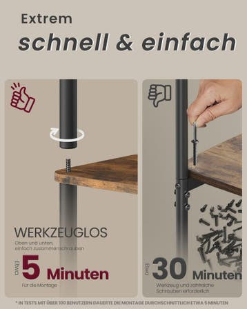 Industriële Stellingkast 5 Niveaus - 60x23.8x139 cm - Bruin-, Verzenden, Nieuw