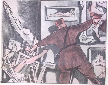 Het naakt uit de Duitse kunsthandel geweerd op spotprent, Verzenden