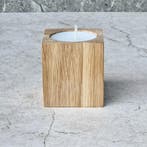 HOCHO Eikenhouten Waxinelichthouder – 50x50x60 mm – Natu, Ophalen of Verzenden, Nieuw