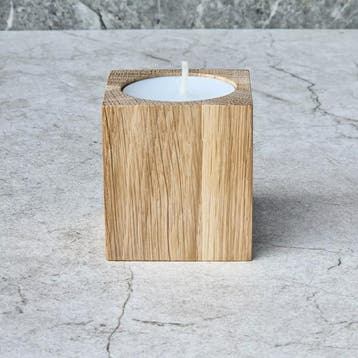 HOCHO Eikenhouten Waxinelichthouder – 50x50x60 mm – Natu, Ophalen of Verzenden, Nieuw