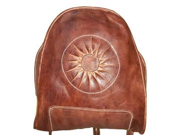 100% Marokkaanse runden leren rugtas - met decoratieve zon, Sieraden, Tassen en Uiterlijk, Nieuw