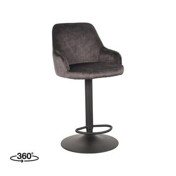 Barkruk Fender | Antraciet | Velours | Gaslift LABEL51, Verzenden, Nieuw in verpakking