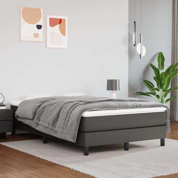 vidaXL Boxspring bed kunstleer grijs 120x200 cm, Overige materialen, Verzenden, Nieuw, Twijfelaar