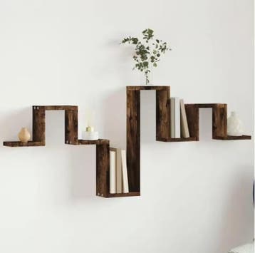 Wandplank Hout Rook Eiken – MDF 104,5 cm met Opbergruimte, Huis en Inrichting, Kasten | Boekenkasten, Verzenden, Nieuw