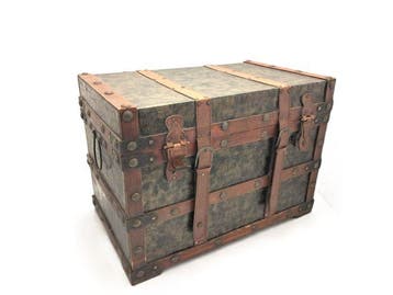 Opbergkoffer - Hout, Leder - 60 x 40 cm 5,5 kg, Antiek en Kunst