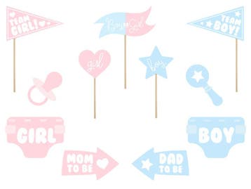 Photo Booth Props Gender Reveal Party - 11 Stuks, Ophalen of Verzenden, Nieuw