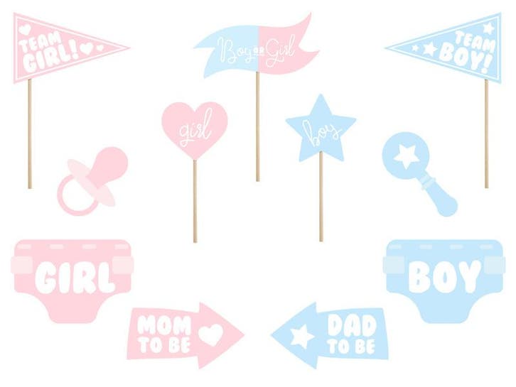 Photo Booth Props Gender Reveal Party - 11 Stuks, Hobby en Vrije tijd, Feestartikelen, Nieuw, Ophalen of Verzenden