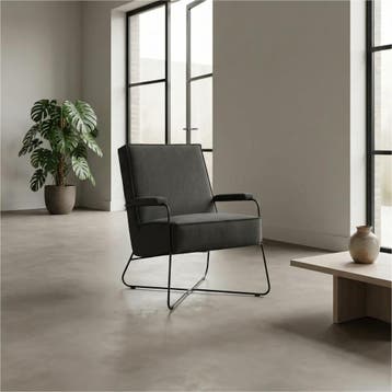 Set van 2 Leren fauteuils Hope - Toledo Antracite, Nieuw, Ophalen of Verzenden, 50 tot 75 cm, Leer
