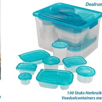 100 Stuks Herbruikbare Voedselcontainers met Deksel voor Mag, Verzenden, Nieuw, Overige typen
