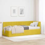 vidaXL Hoekbedframe met Matras met hoofdeinde 2 pcs Geel, Verzenden, Nieuw, Stof