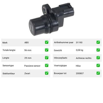 ABS-sensor Toyota Tundra 4.7 4WD (K3, K4) Van 1999-02 tot 20, Auto-onderdelen, Verzenden, Nieuw, Toyota