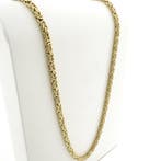 Gouden vierkante koningsketting met diamant; 0,48 ct., Sieraden, Tassen en Uiterlijk, Kettingen, Gebruikt, Overige kleuren, Ophalen of Verzenden