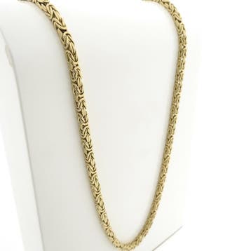 Gouden vierkante koningsketting met diamant; 0,48 ct., Sieraden, Tassen en Uiterlijk, Kettingen, Gebruikt, Ophalen of Verzenden