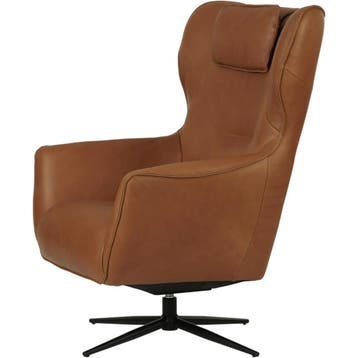 Leren draaifauteuil Leaf, Eigentijds, Klassiek, Modern, Romantisch, Vintage, Nieuw, Ophalen of Verzenden, 75 tot 100 cm