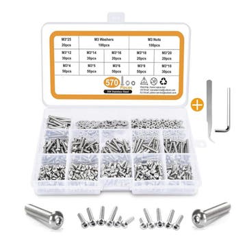 RVS M3 inbusbouten assortiment met moeren en ringen (570 st, Ophalen of Verzenden, Nieuw