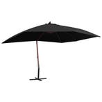 vidaXL Zweefparasol met houten paal 400x300 cm zwart, Tuin en Terras, Parasols, Verzenden, Nieuw, Meer dan 4 meter, Zweefparasol