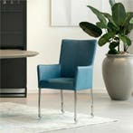 Leren eetkamerstoel Deal met armleuning - Toledo Turquoise, Huis en Inrichting, Stoelen, Blauw, Nieuw, Leer, Ophalen of Verzenden