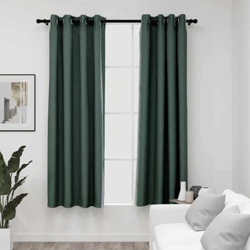 vidaXL Gordijnen linnen-look verduisterend ogen 2 st 140x175, Verzenden, Nieuw, Groen