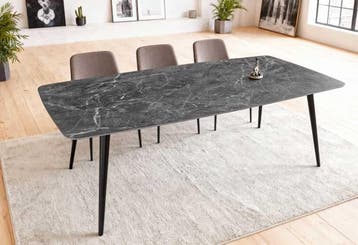 Moderne eettafel MILANO 180cm antraciet keramiek zwarte, Huis en Inrichting, Tafels | Eettafels, Ophalen of Verzenden, Nieuw