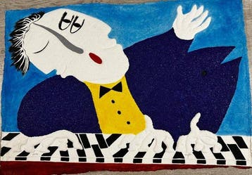 Ripollés (1932) - Pianista azul - Grabado Matérico