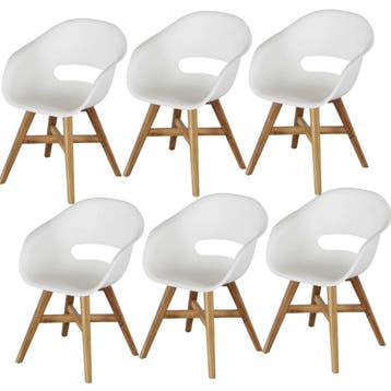 set van 6 Karlstad dining kuipstoel kunststof wit, Ophalen of Verzenden, Nieuw, Kunststof