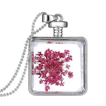 Fako Bijoux - Ketting - Gedroogde Bloem - Vierkant -, Sieraden, Tassen en Uiterlijk, Kettingen, Verzenden, Nieuw