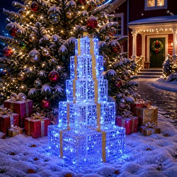 vidaXL Kerst led-cadeaudozen stapel 250 LEDs Blauw 56 x 56, Diversen, Verzenden, Nieuw