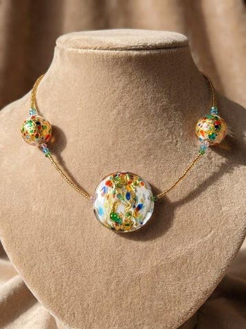 Murano-glas, 24 kt goud ondergedompeld - Halsketting -