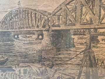 Marius Richters (1878- 1955) - Maasbruggen jaren 40, Antiek en Kunst, Kunst | Schilderijen | Klassiek