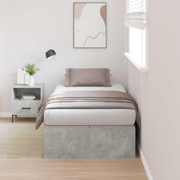 vidaXL Opbergbedframe met opslag Beton Grijs 100 x 200 cm, Eenpersoons, Verzenden, Nieuw, Grijs