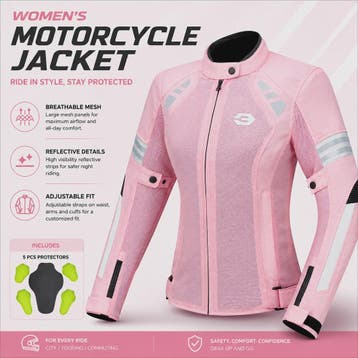 Ademende Dames Motorjas Zomer - Mesh Textiel met Verwijderba, Motoren, Verzenden, Nieuw met kaartje