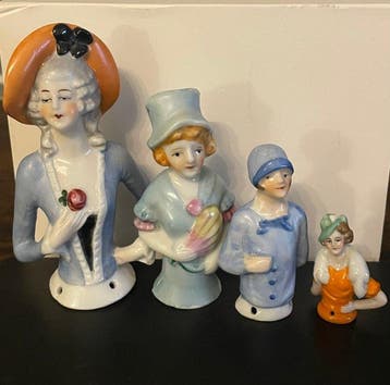 Beeldje - Porcelain half-dolls (set of 4) (4) - Porselein
