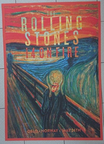 Anonymous - Rolling Stones cartel gira 14 On Fire Oslo, Antiek en Kunst