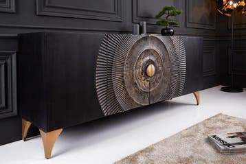 Handgemaakt dressoir GOLDEN SUNSET 180cm zwart goud, Ophalen of Verzenden, Nieuw
