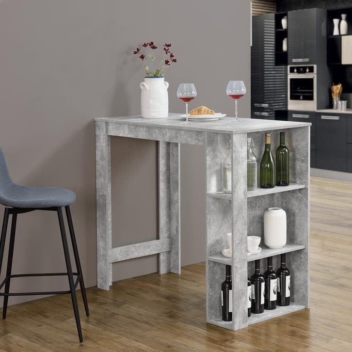 Bartafel Danderyd met 3 planken 120x60x105,5 cm betonkleurig, Huis en Inrichting, Tafels | Statafels, Verzenden
