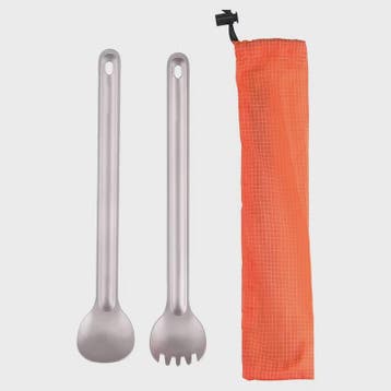 Tiartisan Titanium Spork: Ultralichte Lange Lepel & Vork voo