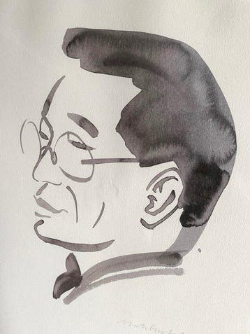 Mats Gustafson (1951) - Watercolor paperwork (Portrait)