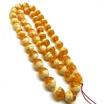 Wit patroon Baltisch barnsteen tesbih gebedssnoer (rosary)