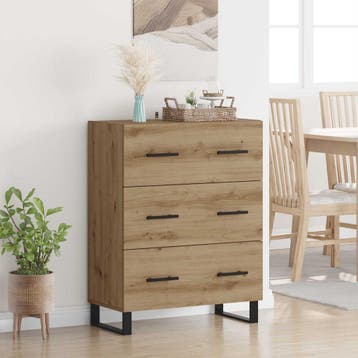 vidaXL Dressoir Artisan Eiken 69,5 x 34 x 90 cm, Verzenden, Nieuw, Overige houtsoorten, Minder dan 50 cm