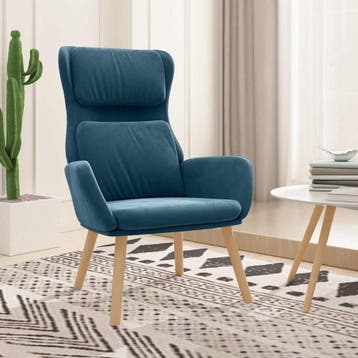 Fauteuil Blauw Velours - Tweedekansje | OP=OP, Huis en Inrichting, 75 tot 100 cm, Ophalen of Verzenden, Zo goed als nieuw, 50 tot 75 cm